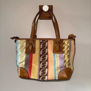 Fossil Y2K Multicolor Striped Tote Bag